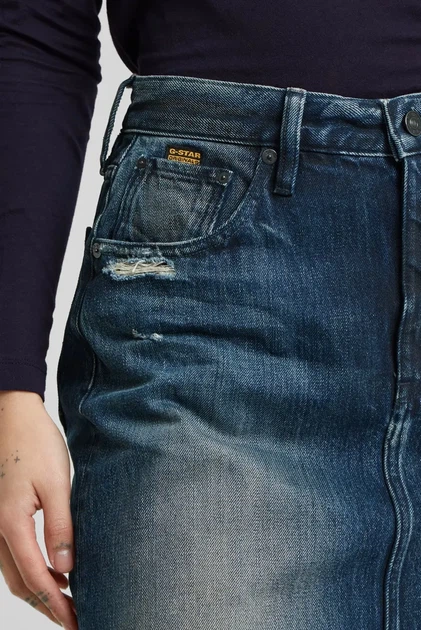 Жіноча темно-синя спідниця джинсова Viktoria Long Skirt wmn G-Star RAW 28 D24385,D499 - Фото 4 Жіноча темно-синя спідниця джинсова Viktoria Long Skirt wmn G-Star RAW 28 D24385,D499 - зображення 4