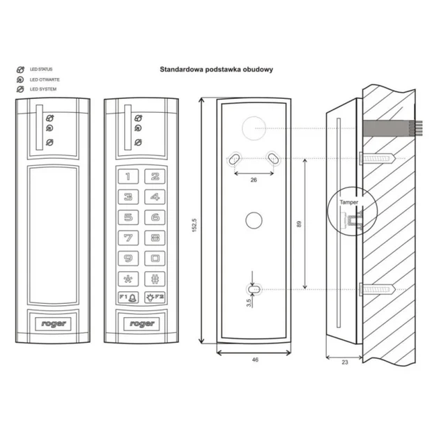 Зчитувач контролю доступу Roger безконтактний PRT12EM (5907608962462) - зображення 4