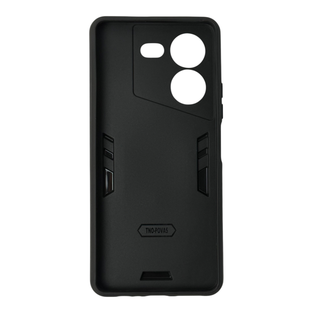 Чехол для телефона Tecno POVA 5 (LH7n) бронированный с магнитным кольцом и защитой камеры черный - изображение 2