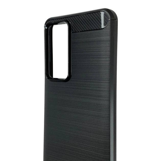 Чехол для телефона Xiaomi 12T карбоновый противоударный с высокими бортами черный - изображение 4