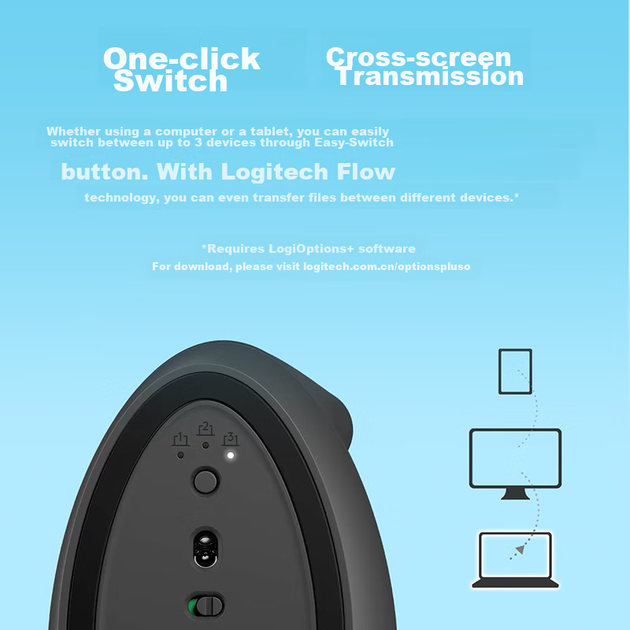 Мышь Logitech Lift Vertical Ergonomic Wireless White - изображение 2
