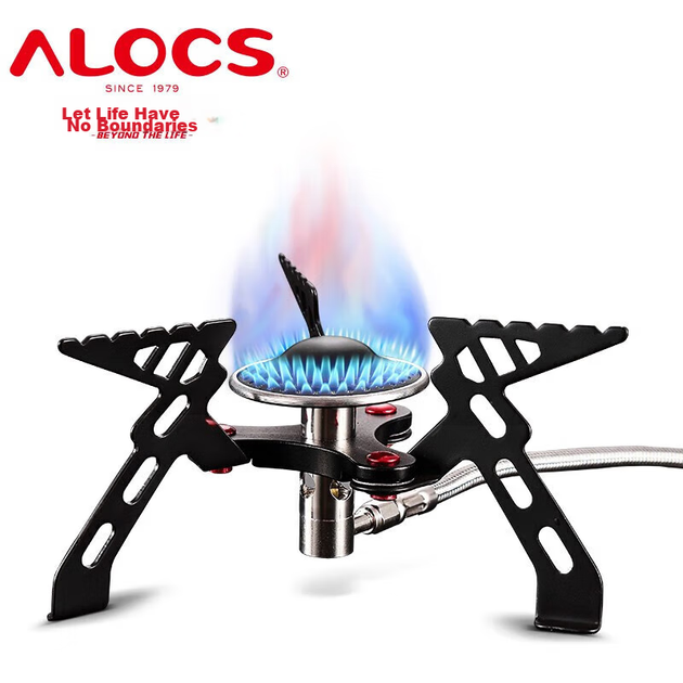 Портативная газовая плита ALOCS для приготовления пищи на открытом воздухе, съемная ветрозащитная мощная горелка, походное снаряжение, головка плиты для дикой природы. - изображение 3