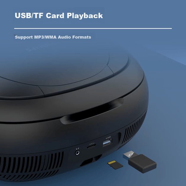 PHILIPS AZ5468 CD-програвач, портативний CD-програвач, Bluetooth-колонка, програвач альбомів, портативний настільний програвач дисків та CD, універсальний аудіофільський музичний USB - Фото 4 PHILIPS AZ5468 CD-програвач, портативний CD-програвач, Bluetooth-колонка, програвач альбомів, портативний настільний програвач дисків та CD, універсальний аудіофільський музичний USB - зображення 4