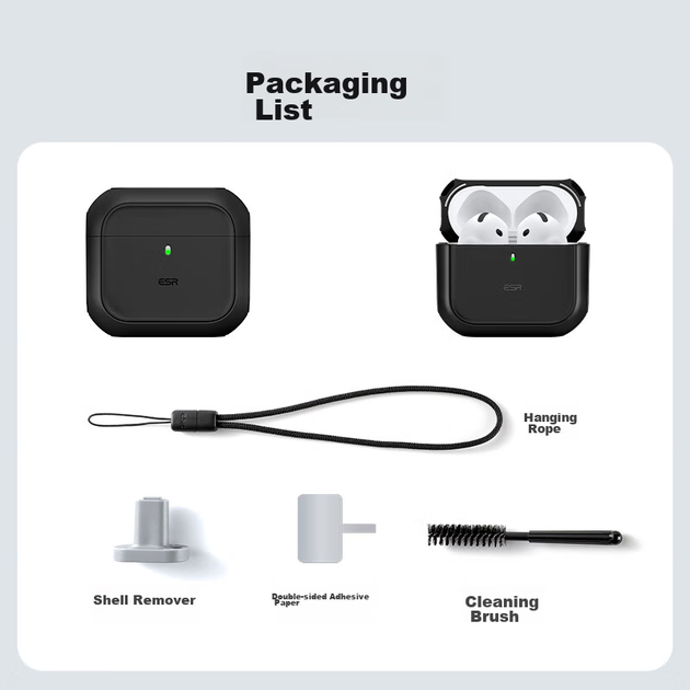 Чехол ESR для AirPods 4 защитный MagSafe, черный - Фото 8 Чехол ESR для AirPods 4 защитный MagSafe, черный - изображение 8