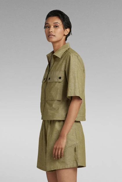 Жіноча оливкова сорочка cropped shirt G-Star S D22914,D123 - изображение 2