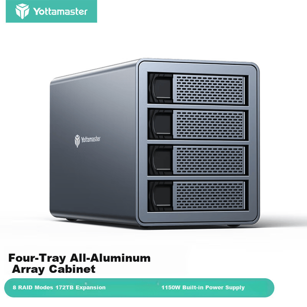 Корпус для жорсткого диска Yottamaster Disk Array, корпус для 2,5/3,5-дюймового механічного/SSD твердотільного накопичувача з кількома відсіками, зовнішній RAID-корпус для ноутбуків та настільних комп'ютерів, чотири відсіки FS4RU3 - зображення 5