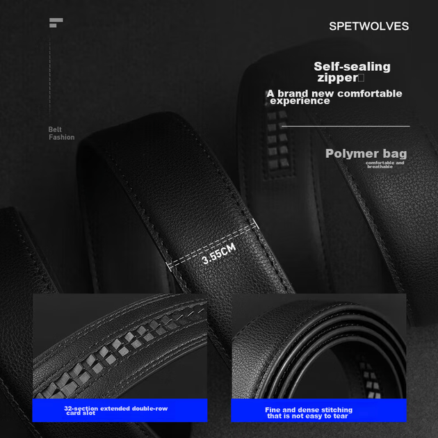 Мужской кожаный ремень SEPTWOLVES, деловая автоматическая пряжка, пояс из натуральной кожи, подарок на день рождения для парня, мужа или отца. - изображение 6