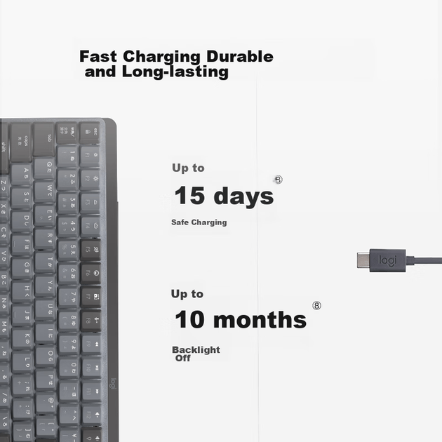 Logitech MX Mechanical Business Low-Noise Wireless Dual-Mode Low-Profile Mechanical Keyboard Smart Keyboard Full-Size Brown Switches 110 клавіш - зображення 9