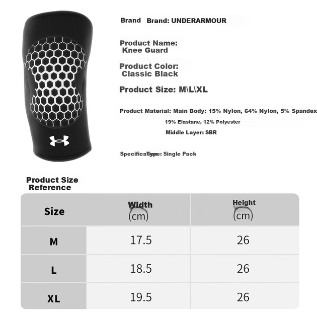 Наколінник Under Armour Fitness Strength, для важкої атлетики, чорний, розмір M - зображення 8