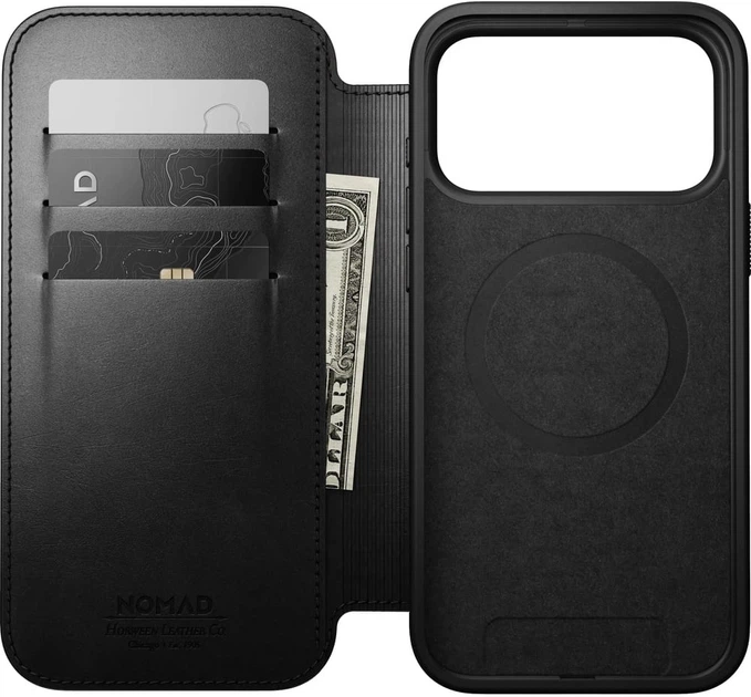 Etui z klapką Nomad Modern Leather Folio Horween Magsafe do iPhone 17 Pro Max Czarne (856504014117) - obraz 3
