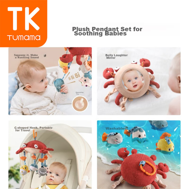 Tumama Kids Baby Toys, дзвіночок для ліжка для дітей 0-1 рік, брязкальце для новонароджених, обертовий підвісний ліжечко-автомобіль, подарунок у повний місяць для немовлят - зображення 7