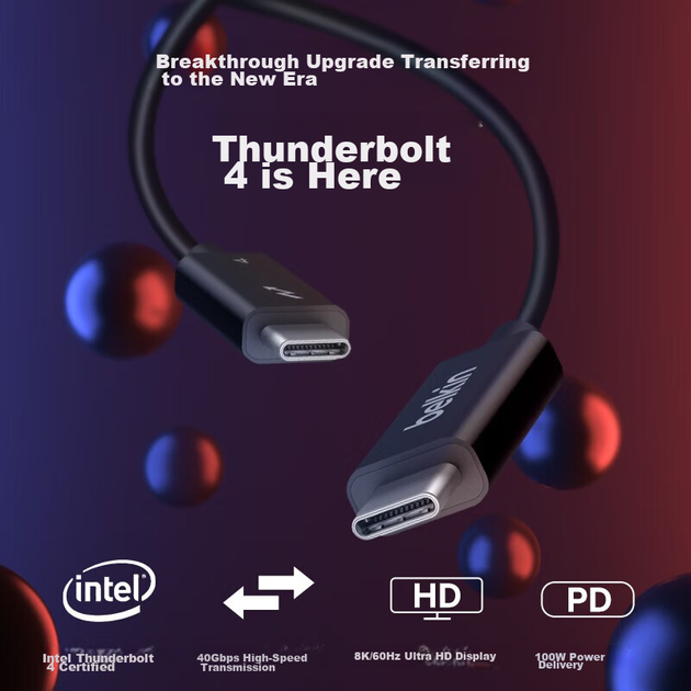 BELKIN Thunderbolt 4 Expansion Screen Mirroring, USB Full-Function Data Cable, 2-метровый удлинитель для ноутбука для 8K@60Hz, кабель Type-C, быстрая зарядка 100 Вт, 40 Гбит/с - изображение 4