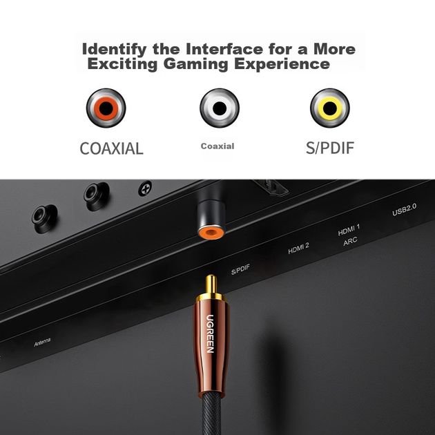 Кабель коаксіальний UGREEN 40299 RCA цифровий SPDIF 75 Ом, 3 м - зображення 8