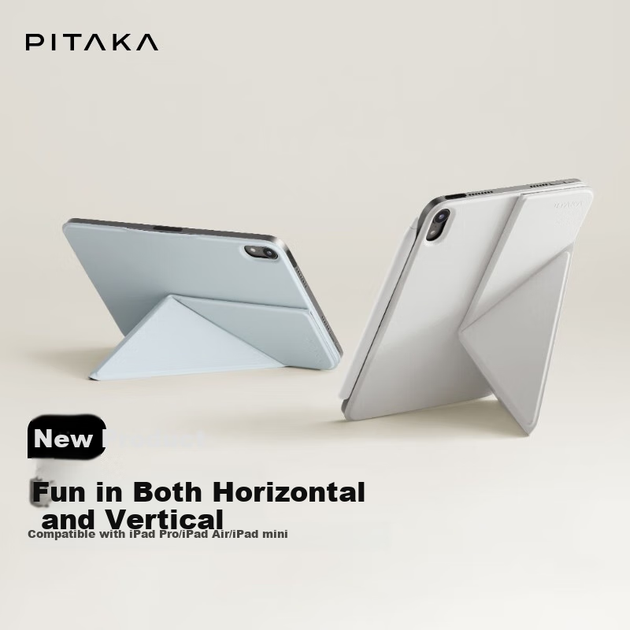 Чохол PITAKA, сумісний з Apple iPad Mini 7/6, модель 2024 року, подвійний горизонтальний та вертикальний магнітний двосторонній чохол-підставка з тримачем для олівців, надтонкий захисний чохол з PU, що запобігає згинанню, білий - изображение 4