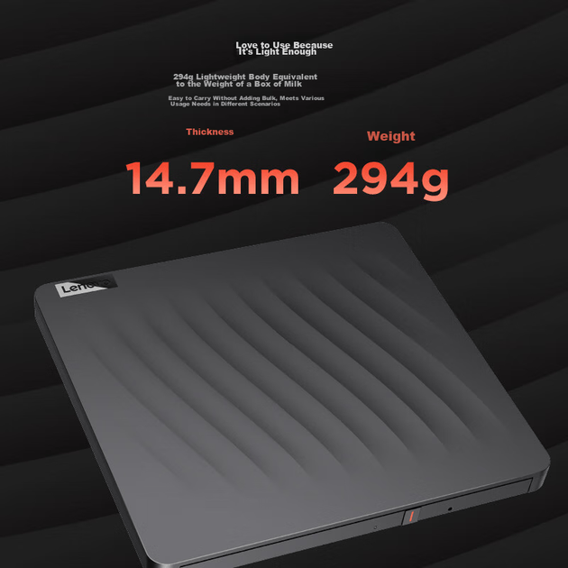 Внешний оптический привод Lenovo 8x, внешний DVD-привод, портативный оптический привод, внешний оптический привод, портативный внешний привод для ноутбука с функцией чтения и записи, черный, DB75-Max - изображение 4
