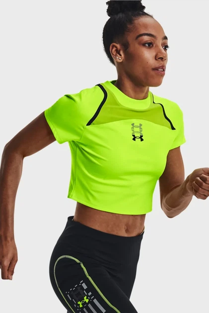 Жіночий салатовий топ Run Anywhere Crop SS Under Armour M 1376816-369 - зображення 2