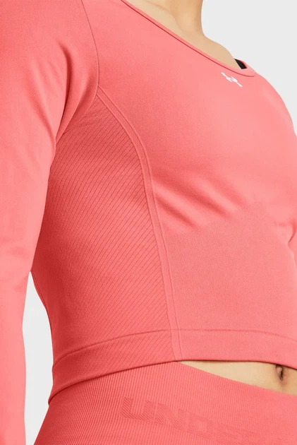 Жіночий кораловий лонгслів UA Train Seamless LS Under Armour LG 1379150-811 - изображение 3