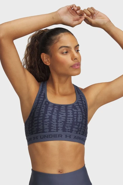 Жіночий темно-сірий топ з візерунком Crossback Mid Print Under Armour LG 1361042-044 - изображение 2