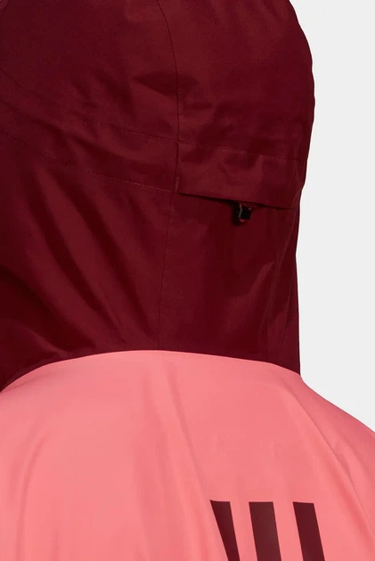 Жіноча водонепроникна куртка Adidas Terrex GORE-TEX Paclite HF8718 вітровка туристична з капішоном рожева з червоним Розмір 4XL - зображення 5