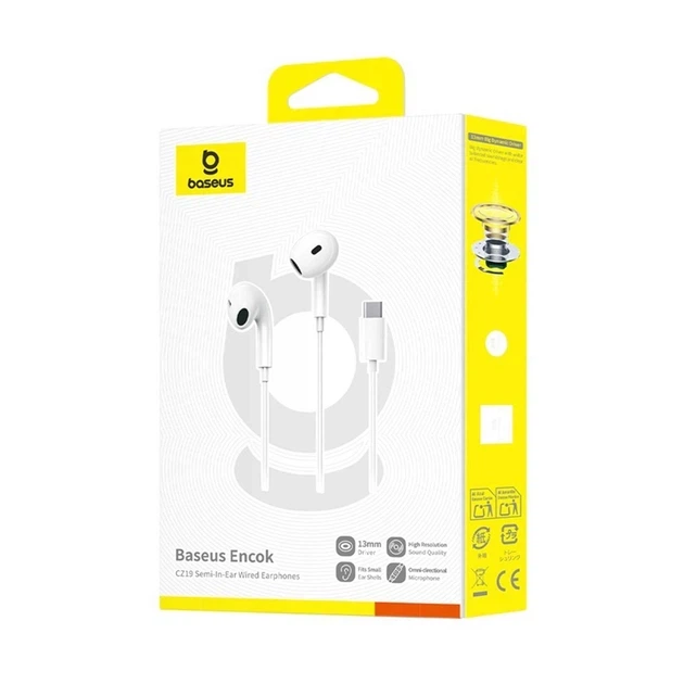 Наушники Baseus Encok CZ19 Type-C Wired Earphones A00182201213-00 White - Фото 5 Наушники Baseus Encok CZ19 Type-C Wired Earphones A00182201213-00 White - изображение 5