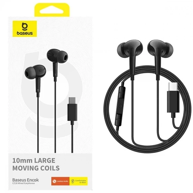 Наушники Baseus Encok CZ18 Type-C Wired Earphones A00170100113-Z1 Black - Фото 8 Наушники Baseus Encok CZ18 Type-C Wired Earphones A00170100113-Z1 Black - изображение 8