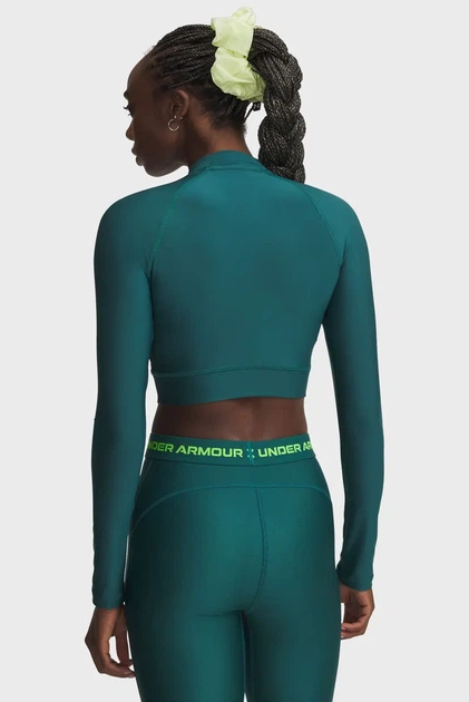 Жіночий зелений топ HeatGear Crop Mock LS Under Armour S 6012691-338 - изображение 3