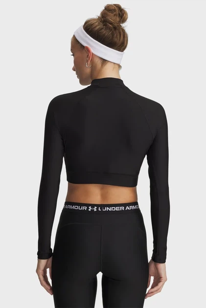 Жіночий чорний топ HeatGear Crop Mock LS Under Armour SM 6012691-008 - изображение 2