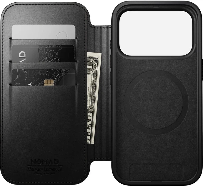 Etui z klapką Nomad Modern Leather Folio Horween Series Magsafe do iPhone 17 Pro Czarne (856504014162) - obraz 3