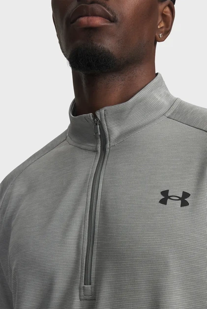 Чоловіча сіра спортивна кофта UA Tech Textured 1/2 Zip Under Armour MD 1382797-709 - изображение 2