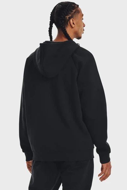 Чоловіче чорне худі UA Rival Fleece FZ Hoodie Under Armour L 1379767-001 - Фото 3 Чоловіче чорне худі UA Rival Fleece FZ Hoodie Under Armour L 1379767-001 - изображение 3