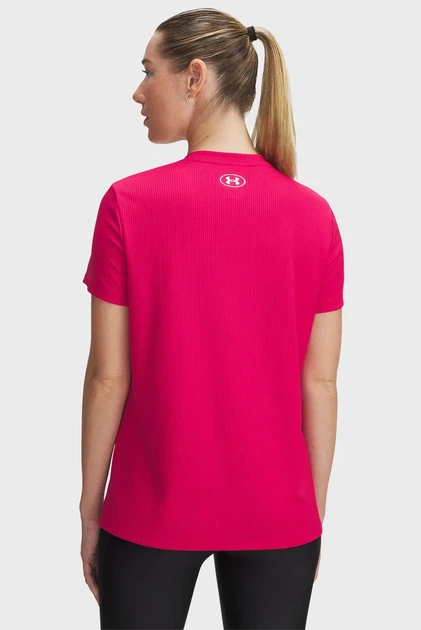 Жіноча малинова футболка Tech Rib SSC Under Armour XS 1389852-681 - зображення 2