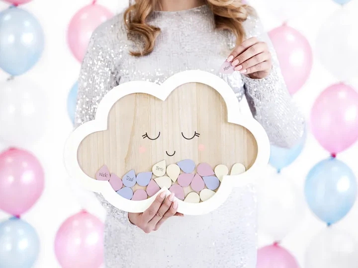 Drewniana księga gości PartyDeco Chmurka 30,5 x 43 cm (KG6) (5900779108943) - obraz 4
