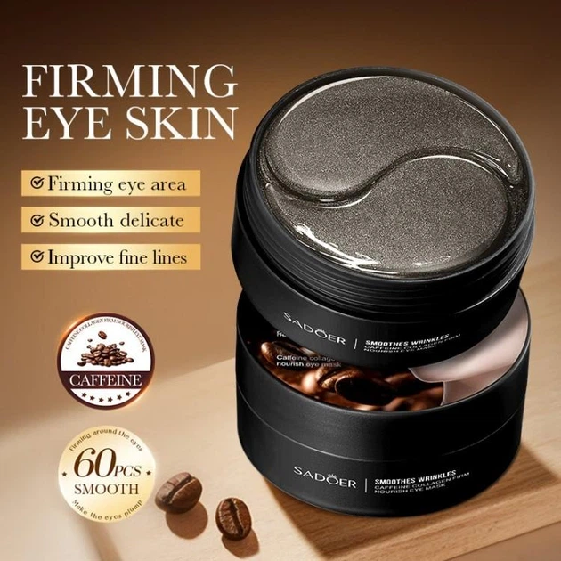 Гидрогелевые патчи с кофеином и коллагеном SADOER Caffeine+Сollagen Firm Noirish Eye Mask, 60 шт (6973098899198) - изображение 2