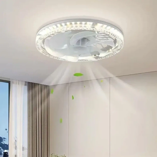 Потолочная LED лампа-вентилятор 30 Вт с пультом ДУ и 3 режимами света E27 белая - изображение 3