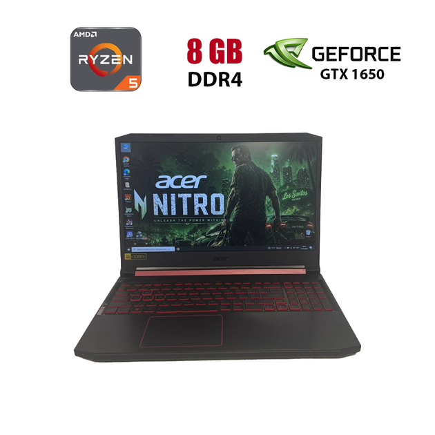 Ігровий ноутбук Б-клас Acer Nitro 5 AN515-43 / 15.6" (1920x1080) IPS / AMD Ryzen 5 3550H (4 (8) ядра по 2.1 - 3.7 GHz) / 8 GB DDR4 / 128 GB SSD NVMe + 1000 GB HDD / nVidia GeForce GTX 1650, 4 GB GDDR6, 128-bit / WebCam б/в - Фото 1 Ігровий ноутбук Б-клас Acer Nitro 5 AN515-43 / 15.6" (1920x1080) IPS / AMD Ryzen 5 3550H (4 (8) ядра по 2.1 - 3.7 GHz) / 8 GB DDR4 / 128 GB SSD NVMe + 1000 GB HDD / nVidia GeForce GTX 1650, 4 GB GDDR6, 128-bit / WebCam б/в - зображення 1