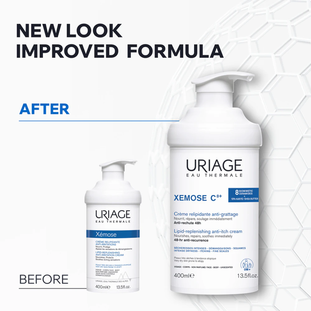 Uriage Xemose C8+ Lipid Replenishing Anti-Irritation 400 мл Липидовосстанавливающий успокаивающий крем от раздражений для сухой и атопической кожи - изображение 2