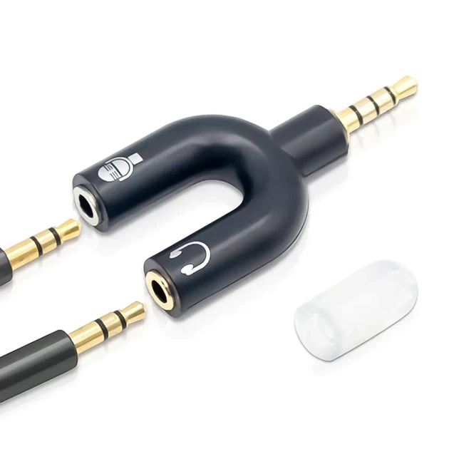 Разветвитель для наушников и микрофона 3,5 мм Jack 3-pin на 4-pin аудиоадаптер, сплиттер, черный - изображение 3
