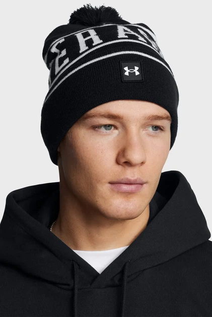 Чоловіча чорна шапка M Halftime Pom Beanie Under Armour OSFM 1386634-001 - Фото 2 Чоловіча чорна шапка M Halftime Pom Beanie Under Armour OSFM 1386634-001 - изображение 2