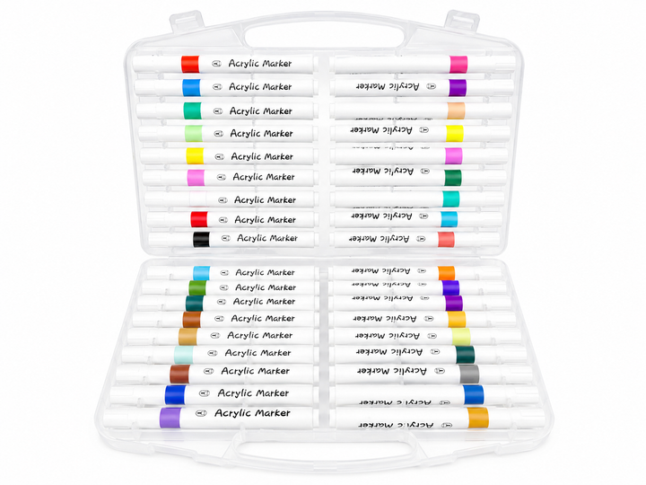 Акриловые маркеры 36 цветов в кейсе для рисования и творчества по стеклу, дереву, пластику, камню, ткани - Фото 3 Акриловые маркеры 36 цветов в кейсе для рисования и творчества по стеклу, дереву, пластику, камню, ткани - изображение 3