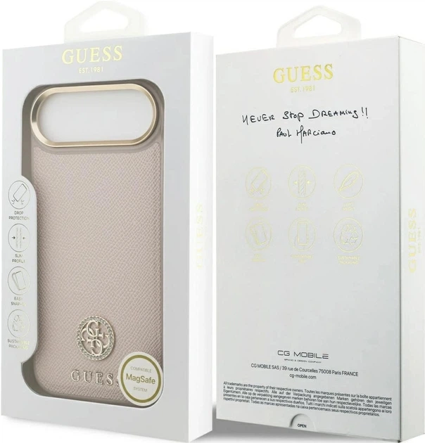 Etui Guess Grained Strass Logo MagSafe do iPhone Air Różowe (3666339530235) - obraz 3