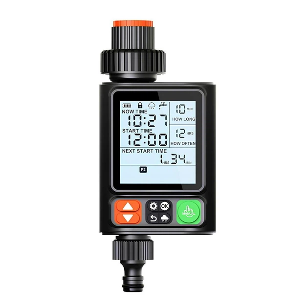 Розумний програмований таймер подачі води Water Timer X-344 для поливу саду Чорний - зображення 4