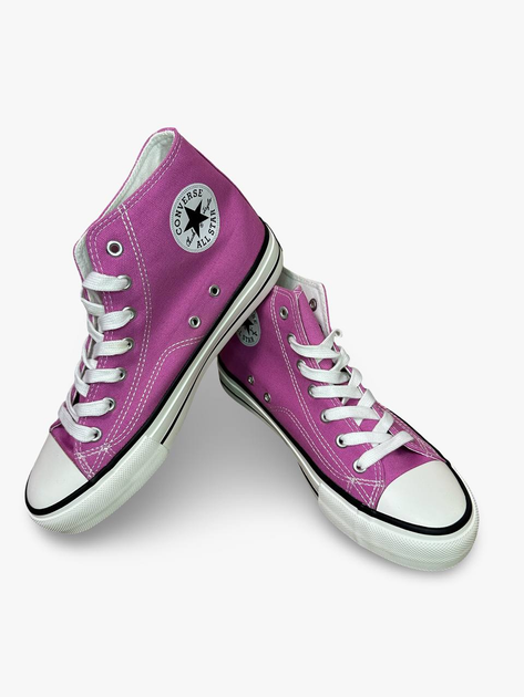 Жіночі кеди високі з вишивкою Converse рожеві 38 - зображення 3