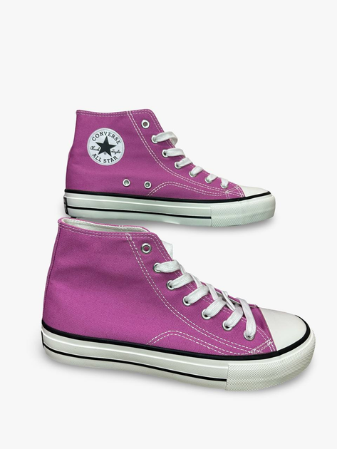 Жіночі кеди високі з вишивкою Converse рожеві 38 - зображення 10