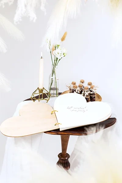 Дерев'яна книга гостей PartyDeco Серце Yes, I do 26,5 x 25 см (KG9) (5904555017283) - зображення 6