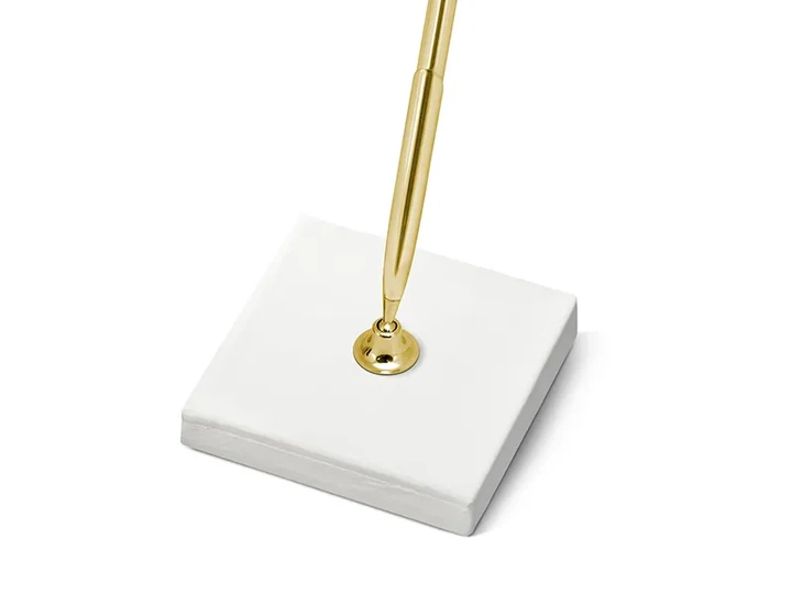 Długopis ze stojakiem jasnokremowym PartyDeco 8 x 8 x 16,5 cm Złoty (SD11-019) (5902230728912) - obraz 2