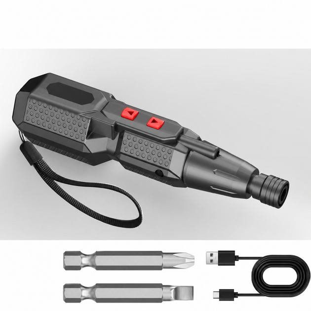 Акумуляторна електровикрутка 4.2V 1600mAh з бітами та LED підсвіткою Type-C - изображение 4