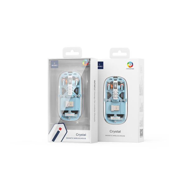 Беспроводная бесшумная мышь WIWU WM105 Tri-Mode 2,4 ГГц + Bluetooth 2400 dpi RGB 400 мАч (7FDC073E9626) - изображение 4