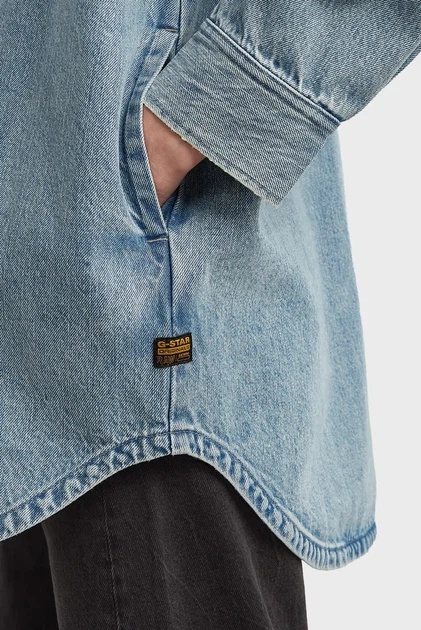 Жіноча блакитна джинсова сорочка Maxi G-Star RAW S D27695, D788 - Фото 4 Жіноча блакитна джинсова сорочка Maxi G-Star RAW S D27695, D788 - зображення 4