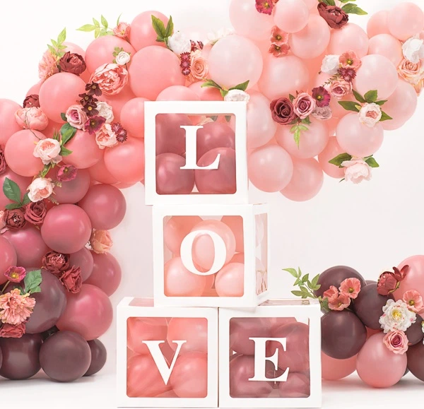 Pudełka na balony PartyDeco Love 30 x 30 cm Białe 4 szt (5904555011502) - obraz 3