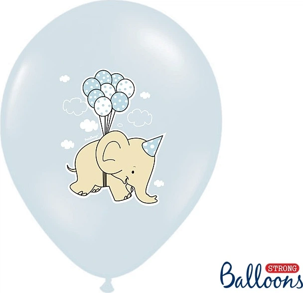 Balony PartyDeco Pastel Słonik Baby 30 cm Błękitne 50 szt (5901157492586) - obraz 2
